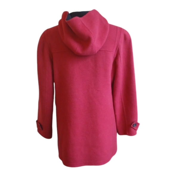 Charter’s Club Wool Blend Duffle Coat Hooded Red and Black Women's Small - Picture 3 of 9